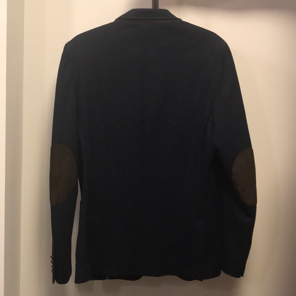 Zara Men Dark Blue Jacket With Brown Patch - Picture 2 of 3